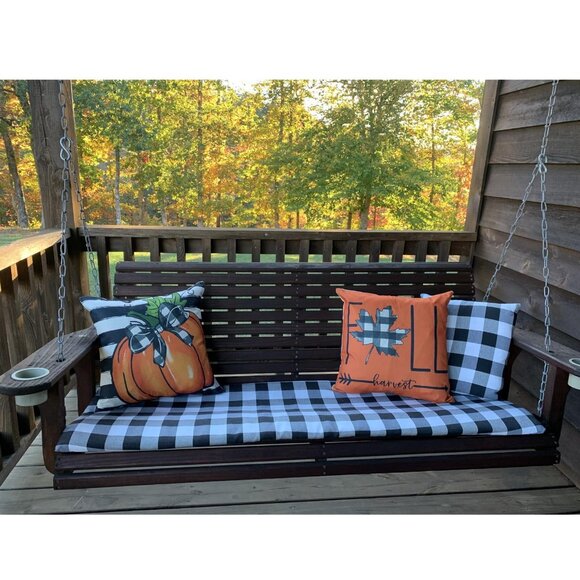 Throw Pillow Covers Orange Pumpkin Cottage Farmhouse Thanksgiving Fall Decor 18" - Picture 8 of 10